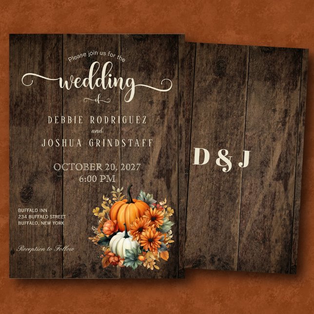 Rustic Fall Autumn Pumpkin Wedding Invitation (Creator Uploaded)