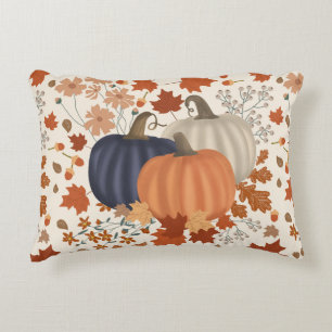 Rustic Fall Autumn Pumpkins Wildflowers Leaves Decorative Cushion