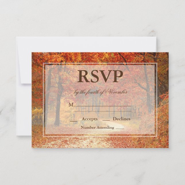 Rustic Fall Autumn Tree Wedding RSVP (Front)