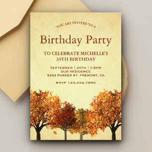 Rustic Fall Autumn Trees Forest Birthday Party Invitation
