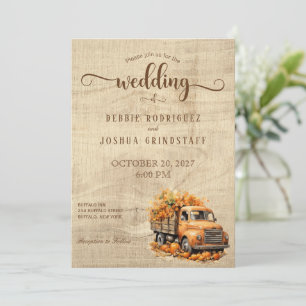 Rustic Fall Autumn Truck Wedding Invitation