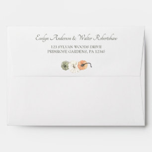 Rustic Fall Autumn White, Orange Pumpkins Wedding Envelope
