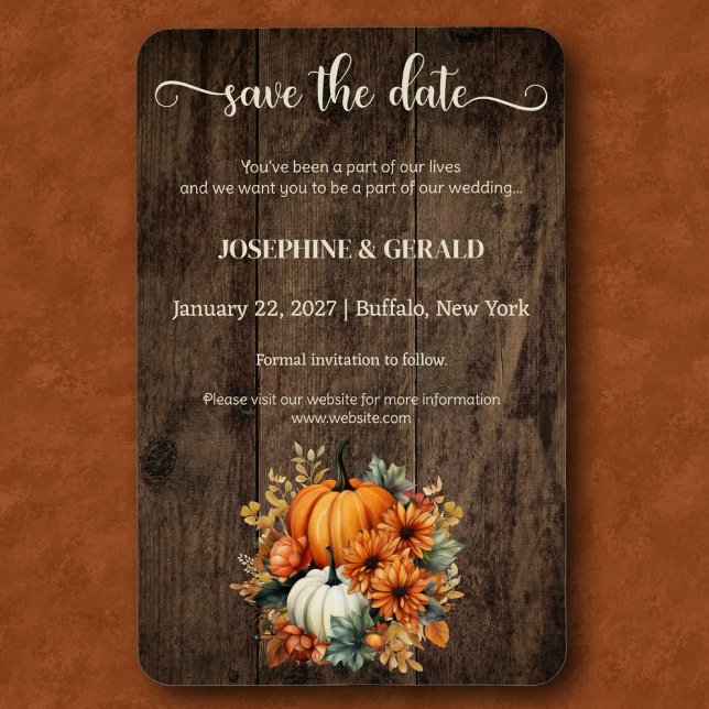 Rustic Fall Autumn Wood Wedding Save the Date Magnet (Creator Uploaded)
