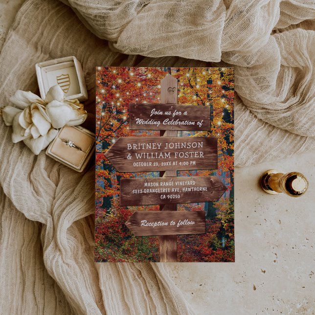 Rustic Fall Autumn Woodland Wedding Invitation (Creator Uploaded)