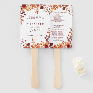 Rustic Fall Autumnal Leaves Wedding Program Hand Fan