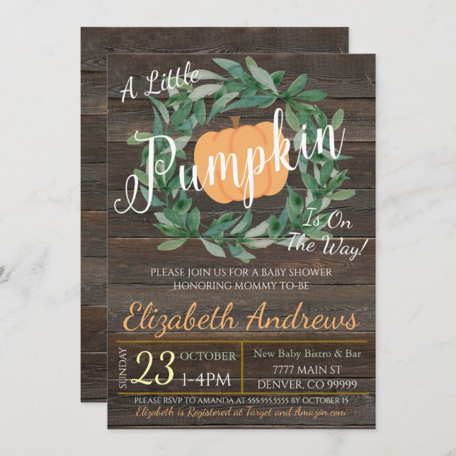 Rustic Fall Baby Shower Party Invitation (Front/Back)