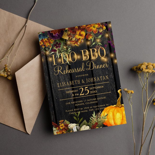 Rustic fall barn wood I do bbq rehearsal dinner Invitation (Creator Uploaded)
