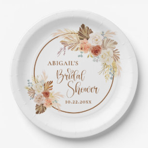 Rustic Fall Boho Arch Pampas Grass Bridal Shower  Paper Plate