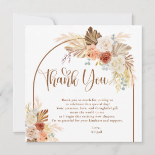 Rustic Fall Boho Arch Pampas Grass Bridal Shower Thank You Card