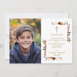 Rustic Fall Boho Elegant Floral Photo Confirmation Thank You Card