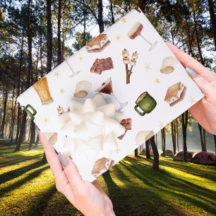 Rustic Fall Bonfire Couples Bridal Shower Wrapping Paper Sheet