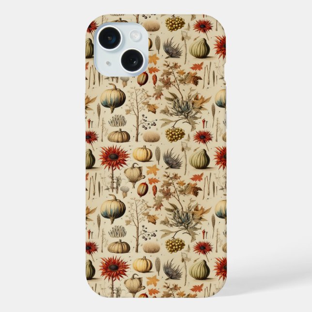 Rustic Fall Botanical with Gourds & Grains iPhone Case (Back)