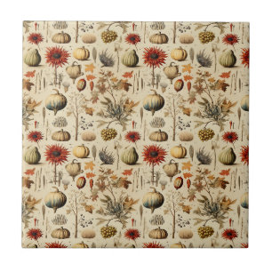 Rustic Fall Botanical with Gourds & Grains Tile