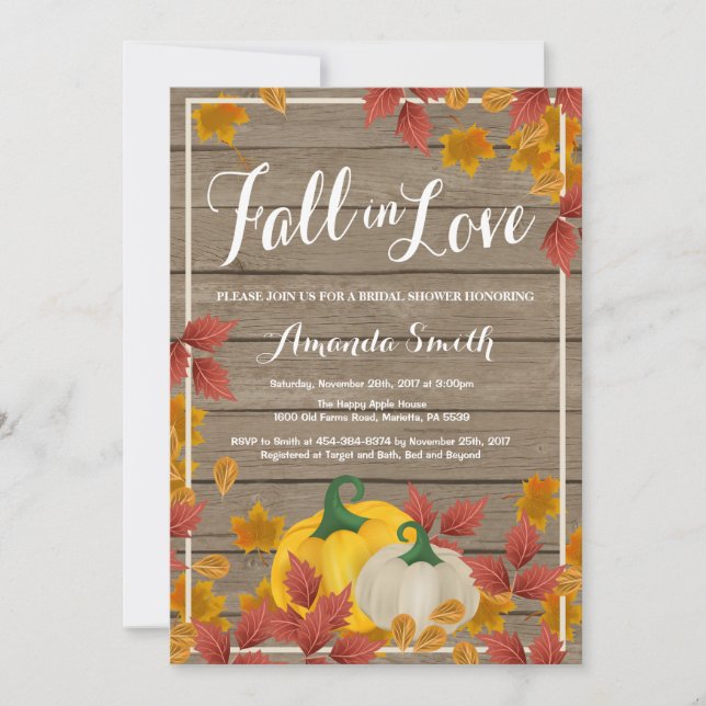 Rustic Fall Bridal Shower invitation (Front)