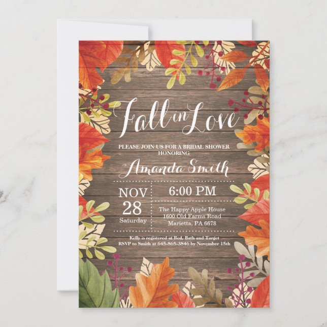 Rustic Fall Bridal Shower Invitation Card (Front)