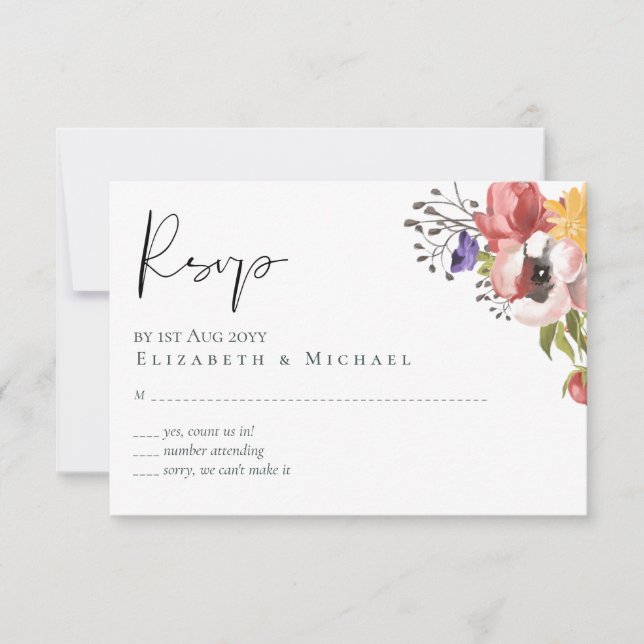 Rustic Fall Colours Wedding Collection - Budget RSVP Card (Front)