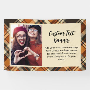 Rustic Fall Cottagecore Plaid Custom Photo Banner