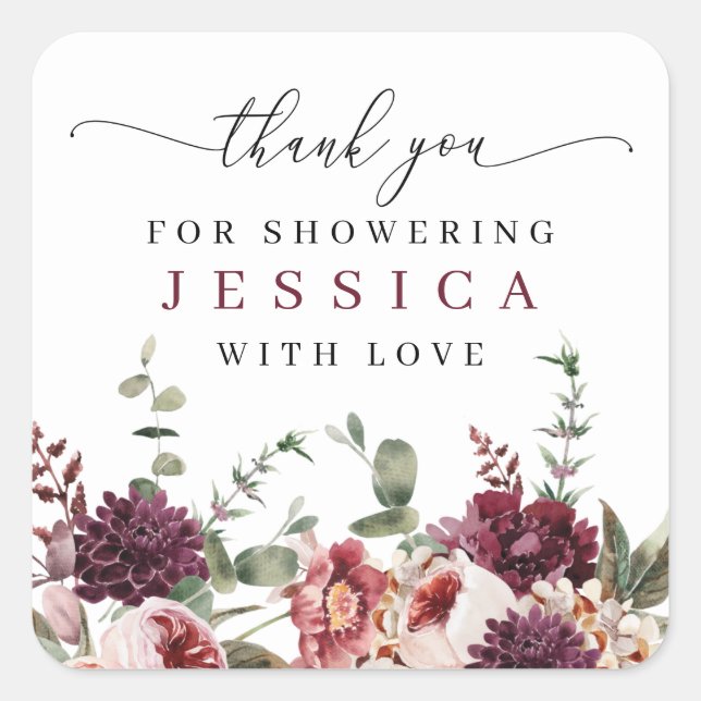 Rustic Fall Country Boho Thank You Favour Square Sticker (Front)