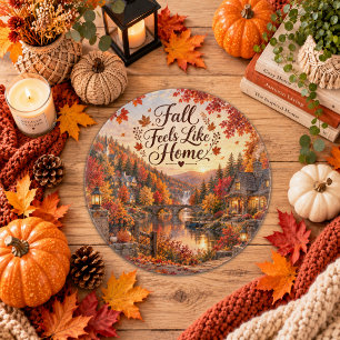 Rustic Fall Feels Like Home Illustration Cutting Board