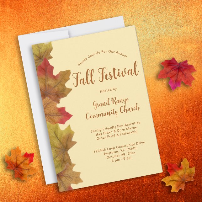 Rustic Fall Festival Autumn Leaves Invitation (Fall Festival Rustic Invitation)