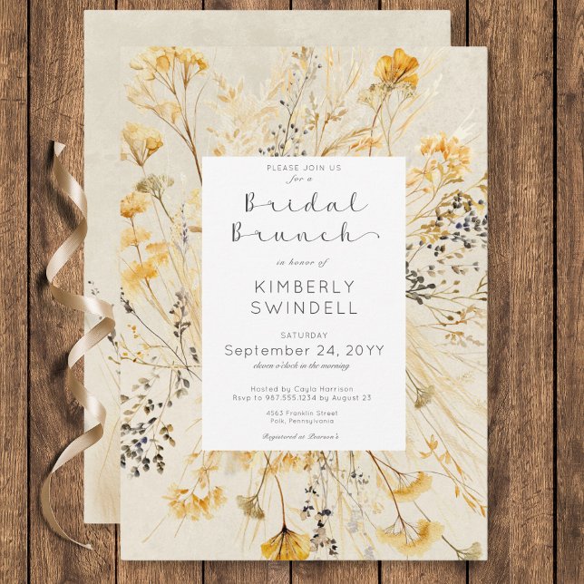 Rustic Fall Fields Floral Frame Bridal Brunch Invitation (Rustic Fall Fields Floral Frame Bridal Brunch Invitation)