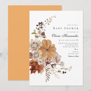 Rustic Fall Floral Baby Shower Invitation