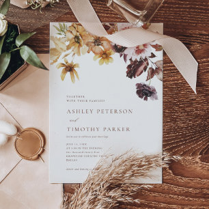 Rustic Fall Floral Boho Wedding Invitation