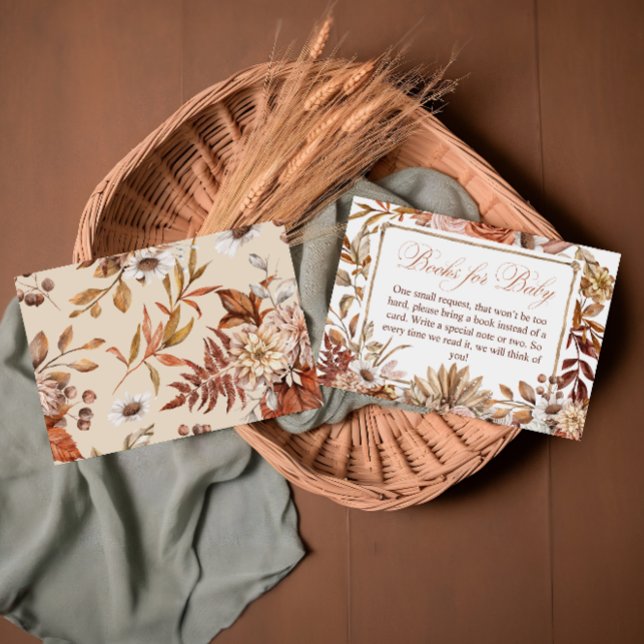 Rustic Fall Floral Books for Baby Enclosure Card (Creator Uploaded)