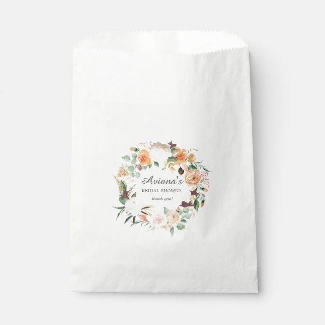 Rustic Fall Floral Bridal Shower Thank You Favour Bags (Front)