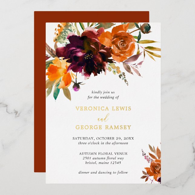 Rustic Fall Floral Elegant Wedding (Front/Back)