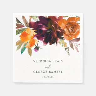 Rustic Fall Floral Elegant Wedding Napkin