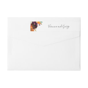 Rustic Fall Floral Elegant Wedding Return Address Wrap Around Label