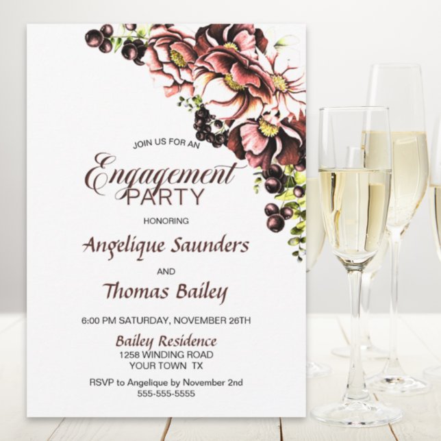 Rustic Fall Floral Engagement Party Invitation (Creator Uploaded)