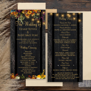 Rustic fall floral gold script wedding ceremony