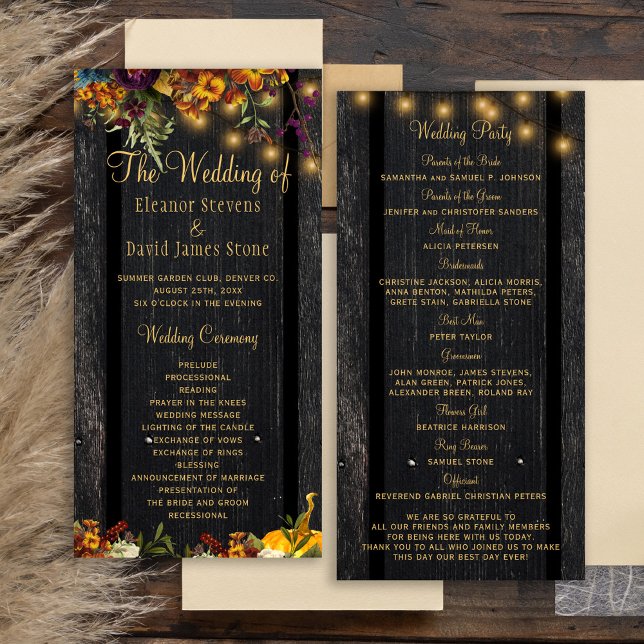 Rustic fall floral gold script wedding ceremony (Creator Uploaded)