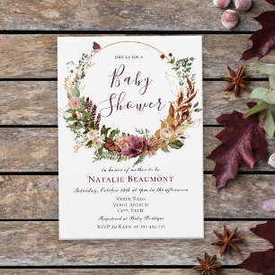 Rustic Fall Floral & Greenery Baby Shower Invitation