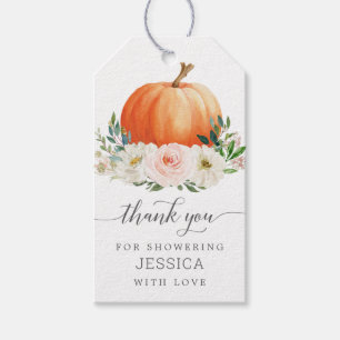 Rustic Fall Floral Pumpkin Bridal Shower Favour Gift Tags