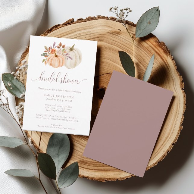 Rustic Fall Floral Pumpkin Bridal Shower Invitation (Creator Uploaded)