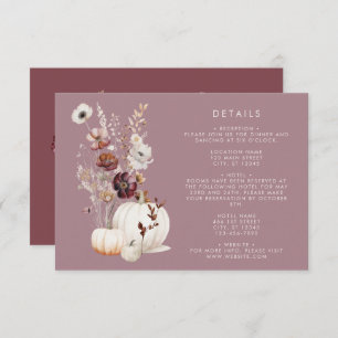 Rustic Fall Floral Pumpkin Wedding Enclosure Card