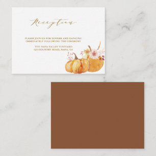 Rustic Fall Floral Pumpkin Wedding Reception Gold Enclosure Card