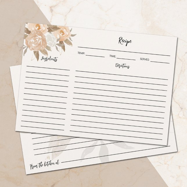 Rustic Fall Floral Recipe Cards (Available as an INSTANT DOWNLOAD, PRINTED or both! )