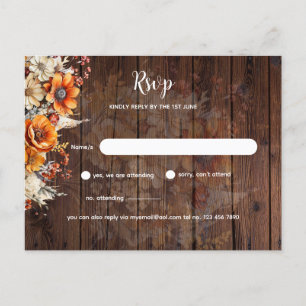 Rustic Fall Floral RSVP Postcard