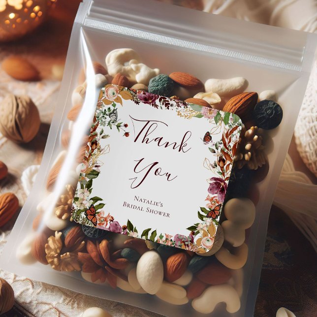 Rustic Fall Floral Square Sticker (Creator Uploaded)