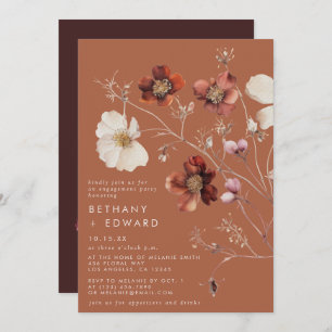 Rustic Fall Floral Terracotta Engagement Party Invitation