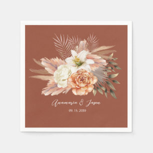 Rustic Fall Floral Terracotta Wedding Napkin