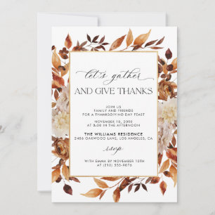 Rustic Fall Floral Thanksgiving Invitation