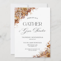 Rustic Fall Floral Thanksgiving Invitation