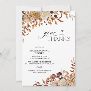 Rustic Fall Floral Thanksgiving Invitation