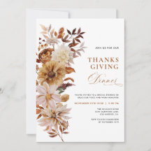 Rustic Fall Floral Thanksgiving Invitation