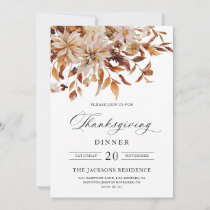 Rustic Fall Floral Thanksgiving Invitation